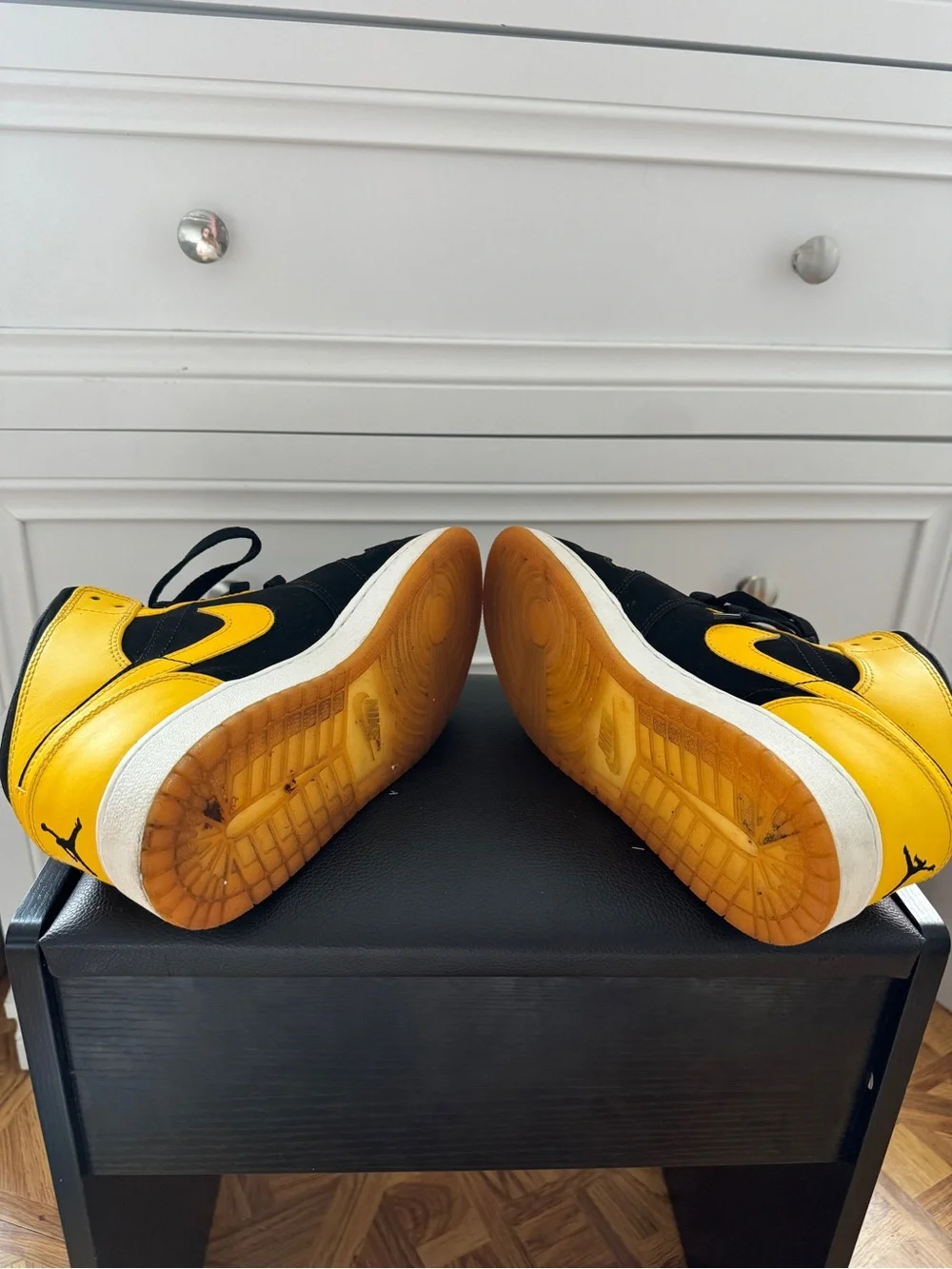 Jordan Kids Black and Yellow High-Top Sneakers